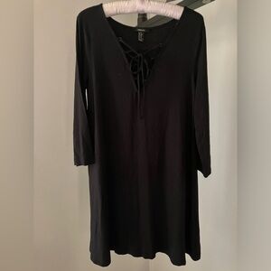 Black Laced-Tie Front Mini Dress